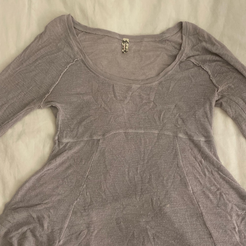 Free People Grey Flowy Shirt